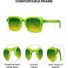 image:imageKnockaround Narrow Rectangle Polarized Sunglasses for Women  UV ProtectionPucker Up  Lemon Lime
