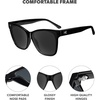image:imageKnockaround Oversized Cat Eye Polarized Sunglasses for Women UV ProtectionPiano Black  Smoke