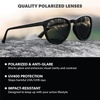 image:imageKnockaround Round Trendy Polarized Sunglasses for Women UV400 ProtectionBlack on Black  Smoke