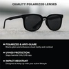 image:imageKnockaround Rounded Square Polarized Sunglasses for Men Women UV ProtectionBlack on Black  Smoke